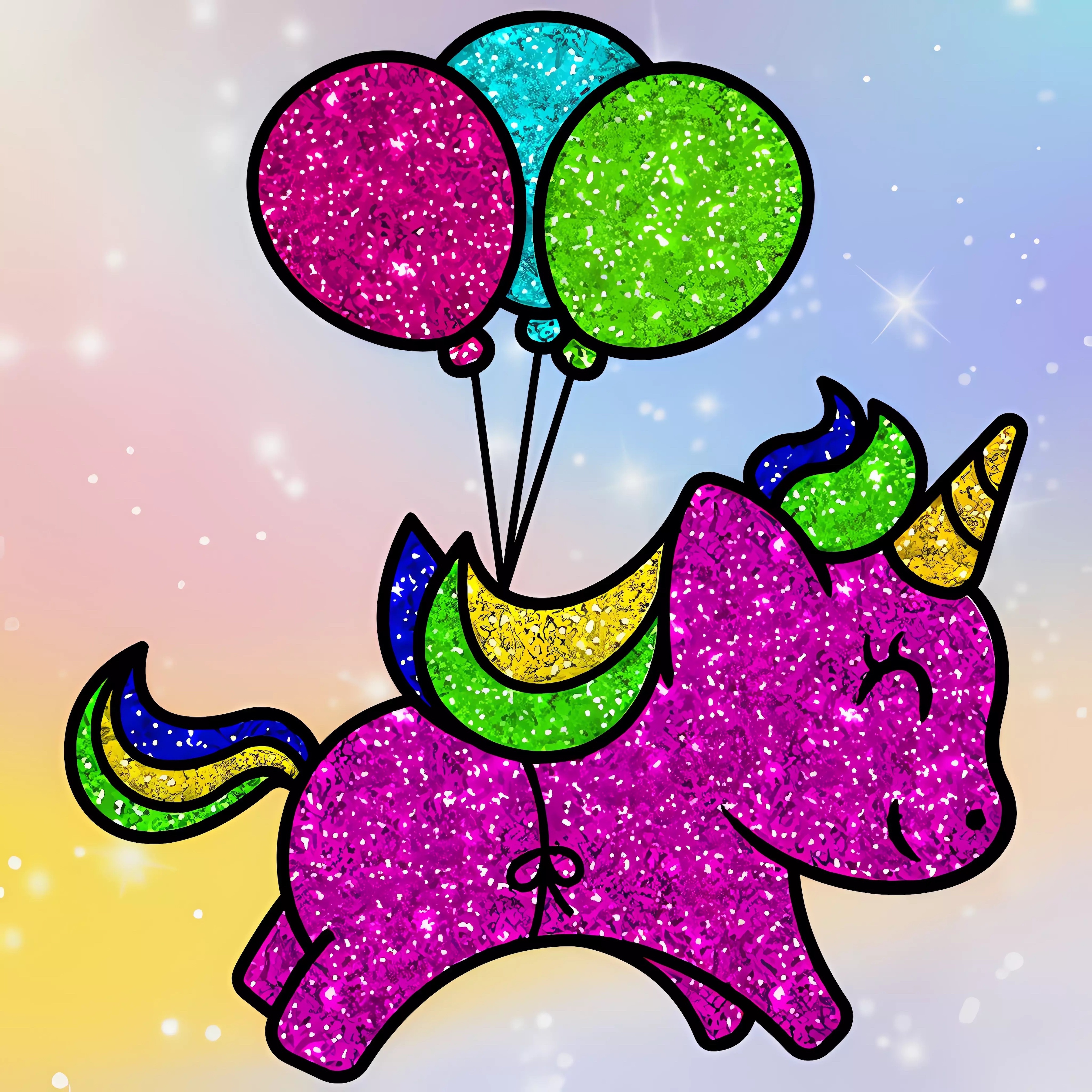 Coloring Book Glittered Unicorns